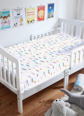 Premium Cotton 2PC Crib Sheets (120x60 cm) Soft, Breathable, Fitted Baby Mattress Sheets Pastel Clouds