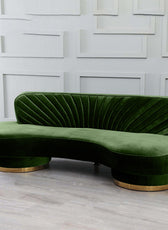 Northpol 3 Seater Velvet Sofa in Green - Elegant Comfort 242cm x 100cm x 78cm - Cotton Home