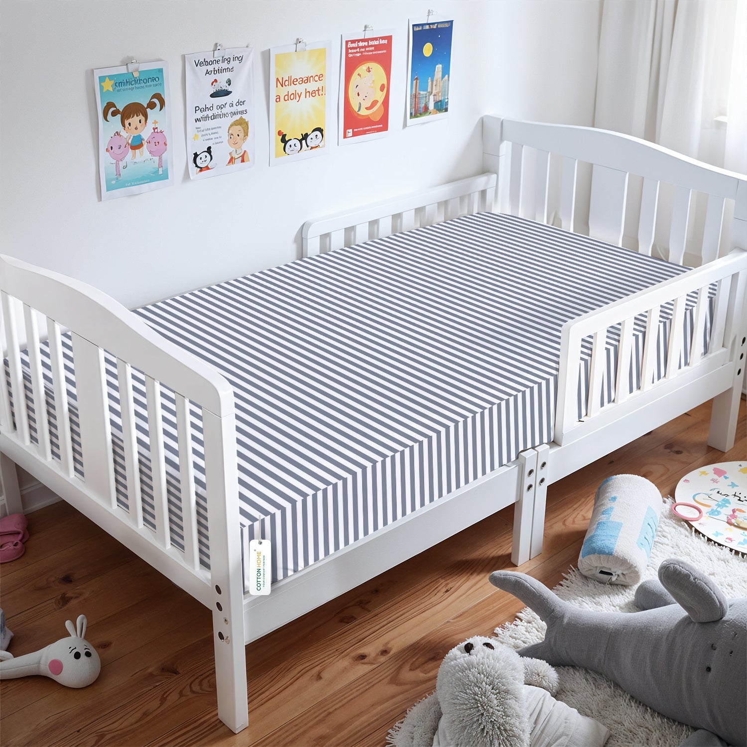 Premium Cotton 3-Piece Baby Crib Bedding Set (120x60 cm) Fitted Baby Mattress Sheets and Protector Shelly Rains
