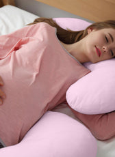 Four Seasons Pregnancy Pillow J Shaped Full Body Maternity Pillow 80x130cm Pink - Cotton Home