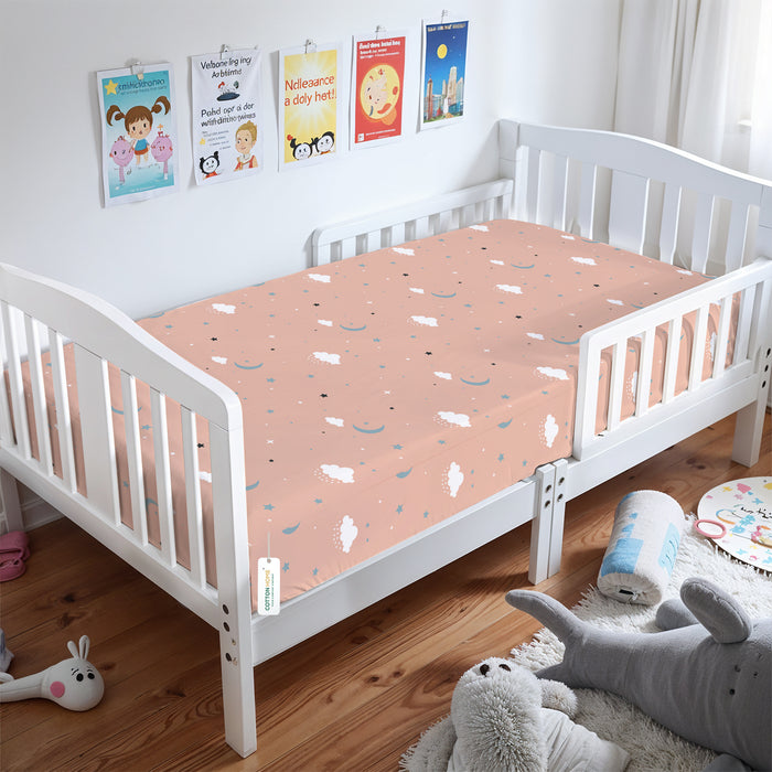 Premium Cotton 2PC Crib Sheets (120x60 cm) Soft, Breathable, Fitted Baby Mattress Sheets Dream Night