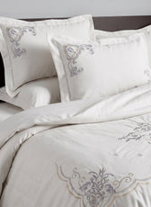 Embroidered 6-Piece King Duvet Cover Set Floral Off White Microfiber Bedding Set 220×240cm