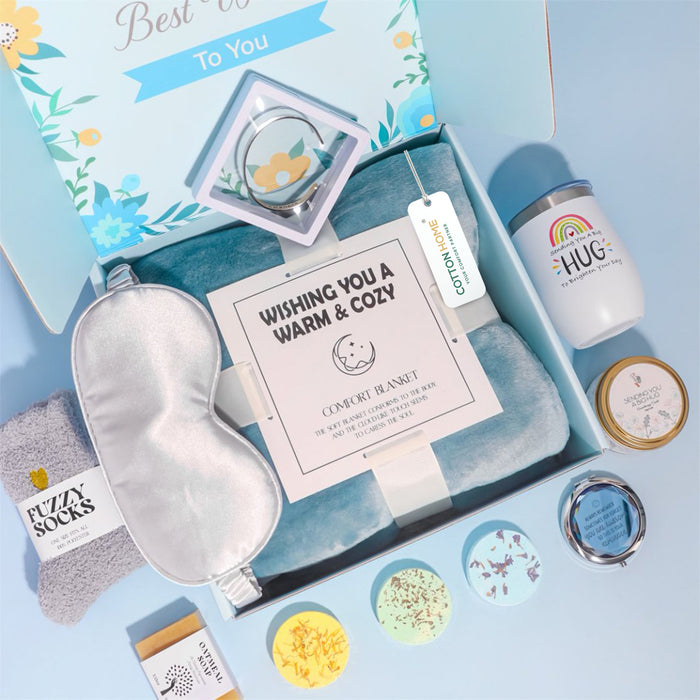 The Sanctuary Box Set – Luxury Home & Bath Gift Bundle Self Care Home Spa Blue
