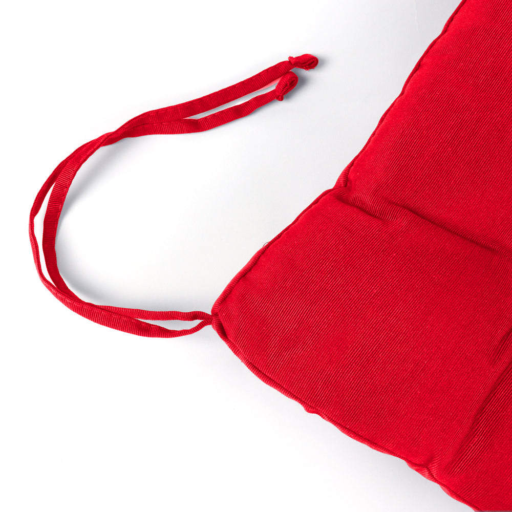 Premium Red Chair Pads with Ties suitable for Dining Room For Indoor Outdoor Garden Patio Kitchen Office Chairs - Cotton Home