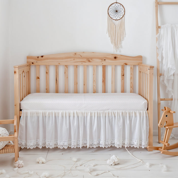 Premium Cotton 3-Piece Baby Crib Bedding Set (120x60 cm) Fitted Baby Mattress Sheets and Protector Pastel Clouds
