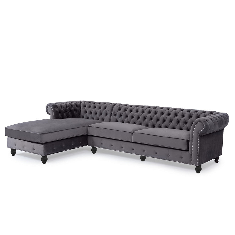 Opulent Oasis 4 Seater Triangle Corner L Shape Fabric Sofa - Gray - Cotton Home