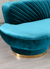 Northpol 3 Seater Velvet Sofa in Blue - Elegant Comfort 242cm x 100cm x 78cm - Cotton Home