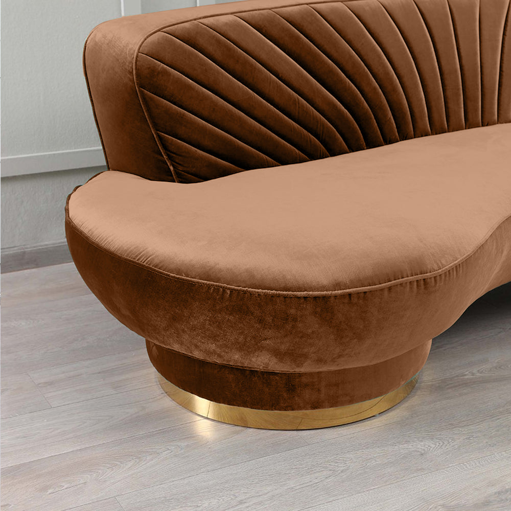 Northpol 3 Seater Sofa Velvet Fabric - Golden - L242cm x W100cm X H78cm - Cotton Home