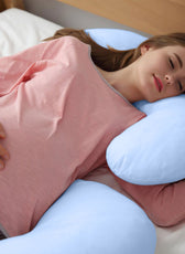 Four Seasons Pregnancy Pillow J Shaped Full Body Maternity Pillow 80x130cm Blue - Cotton Home