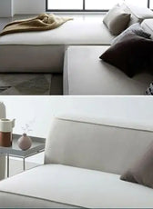 Comfort Max L-Shaped 4 Seater Sofa Velvet Fabric - Light Beige -  L290cm x W178cm x H70cm - Cotton Home