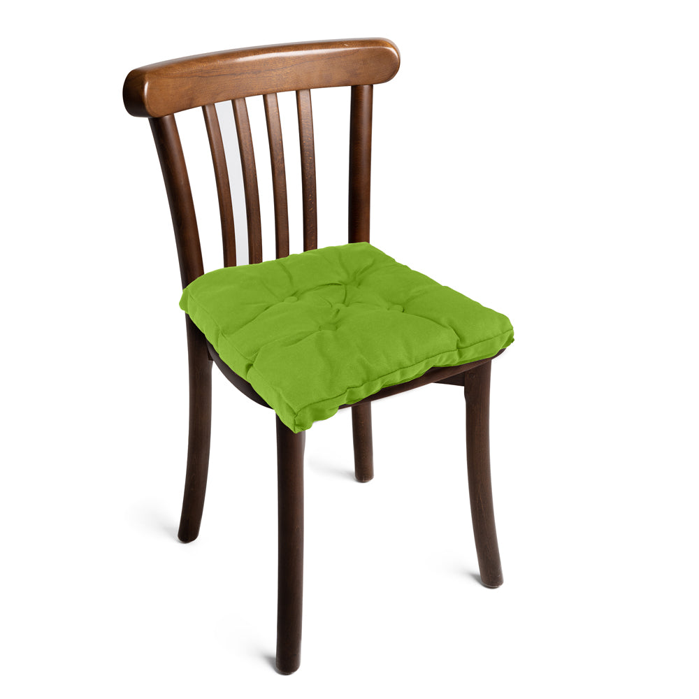 Premium Green Chair Pads with Ties suitable for Dining Room For Indoor Outdoor Garden Patio Kitchen Office Chairs - Cotton Home