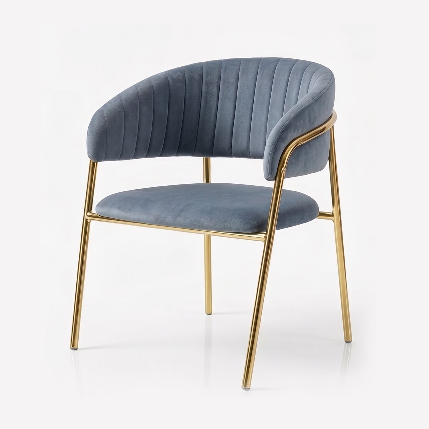 Luxury Grey Velvet Dining Chair with Gold Stainless Steel Legs 75 x 55 x 52 cm