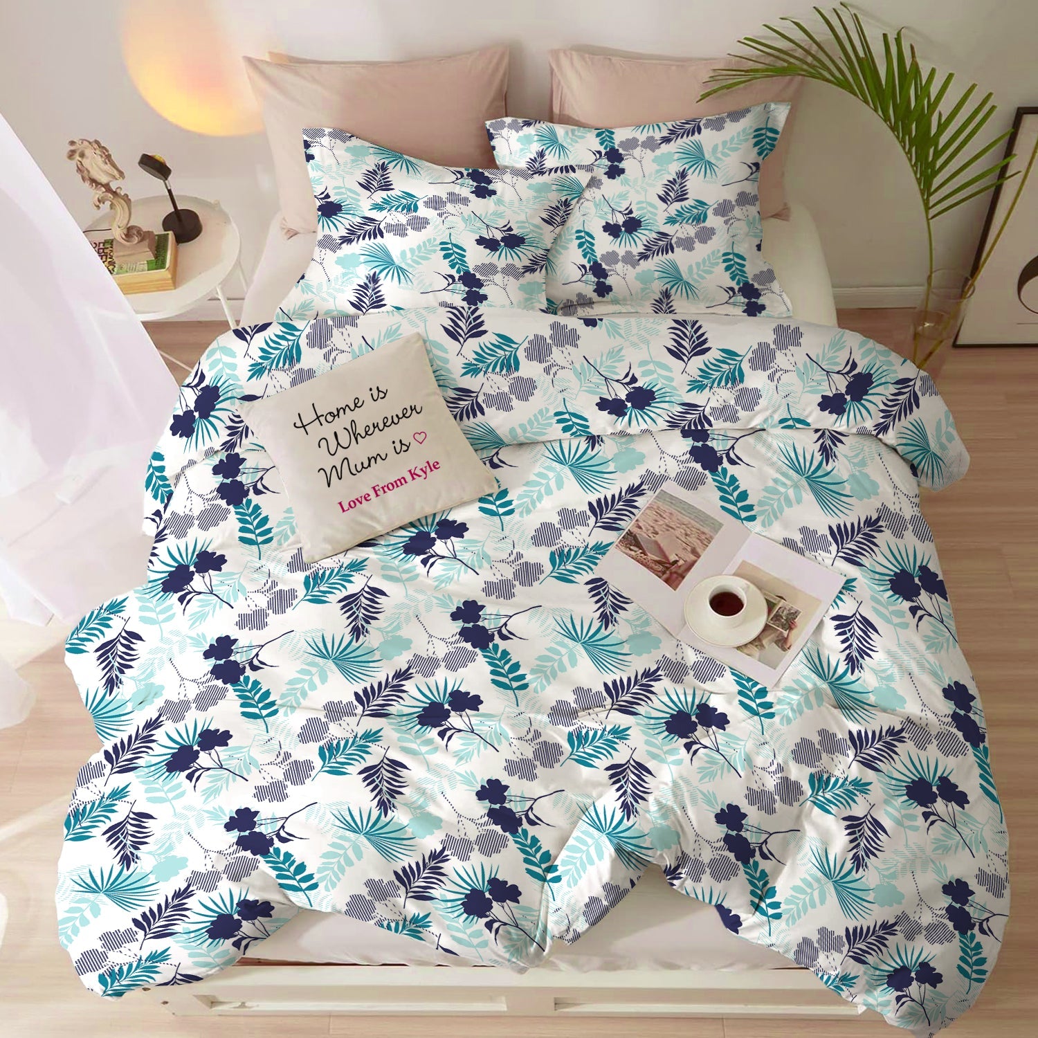 Duvet Cover 4 piece set Super King size High quality 240x260 duvet cover with Fitted sheet and pillow cases Forest - Cotton Home