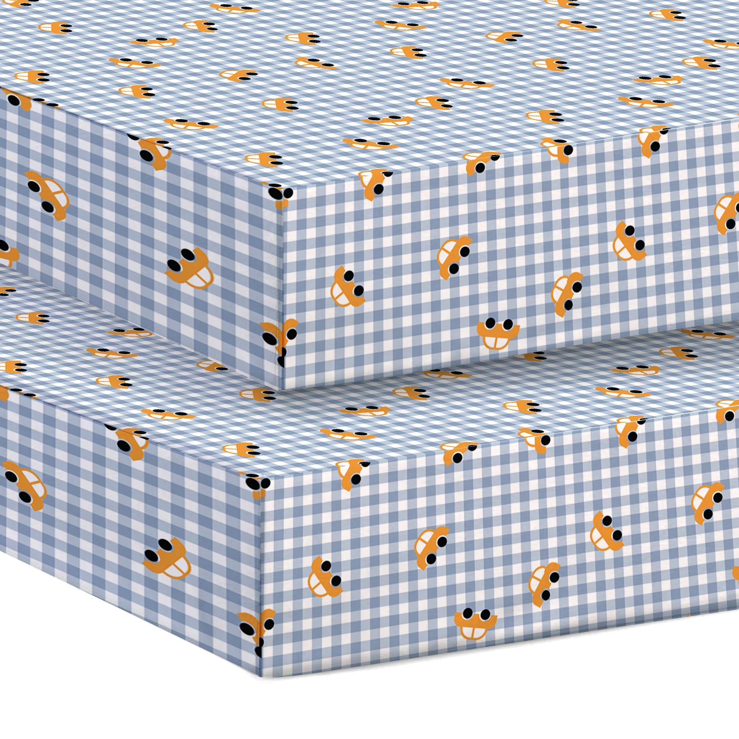 Premium Cotton 2PC Crib Sheets (120x60 cm) Soft, Breathable, Fitted Baby Mattress Sheets Little Cars