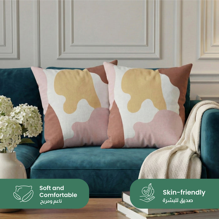 Cotton Decorative Throw Pillows Pack of 2 - 45x45 cm Square, Red