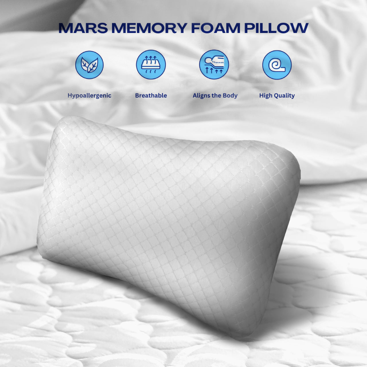 Shoulder Support Memory Foam Pillow Anti-Stress   35x55x12cm - White - Cotton Home