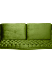 Nova 3-Seater Velvet Sofa with Square Arms – L220cm x W60cm x H85cm, Green Comfortable & Stylish Sofa for Living Room - Cotton Home