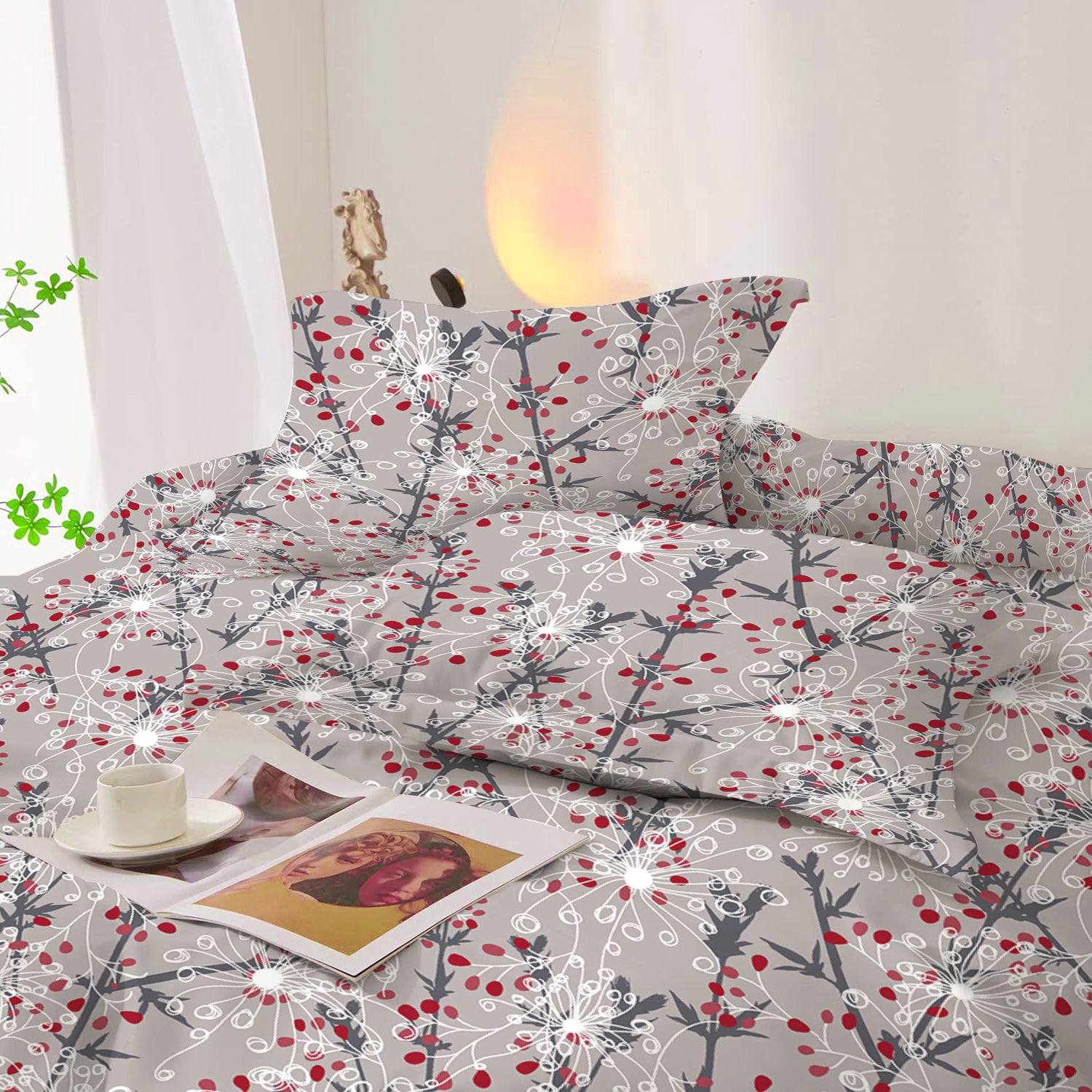 Duvet Cover 4 piece set Queen size High quality 220x240 duvet cover with Fitted sheet and pillow cases Midnight Garden - Cotton Home