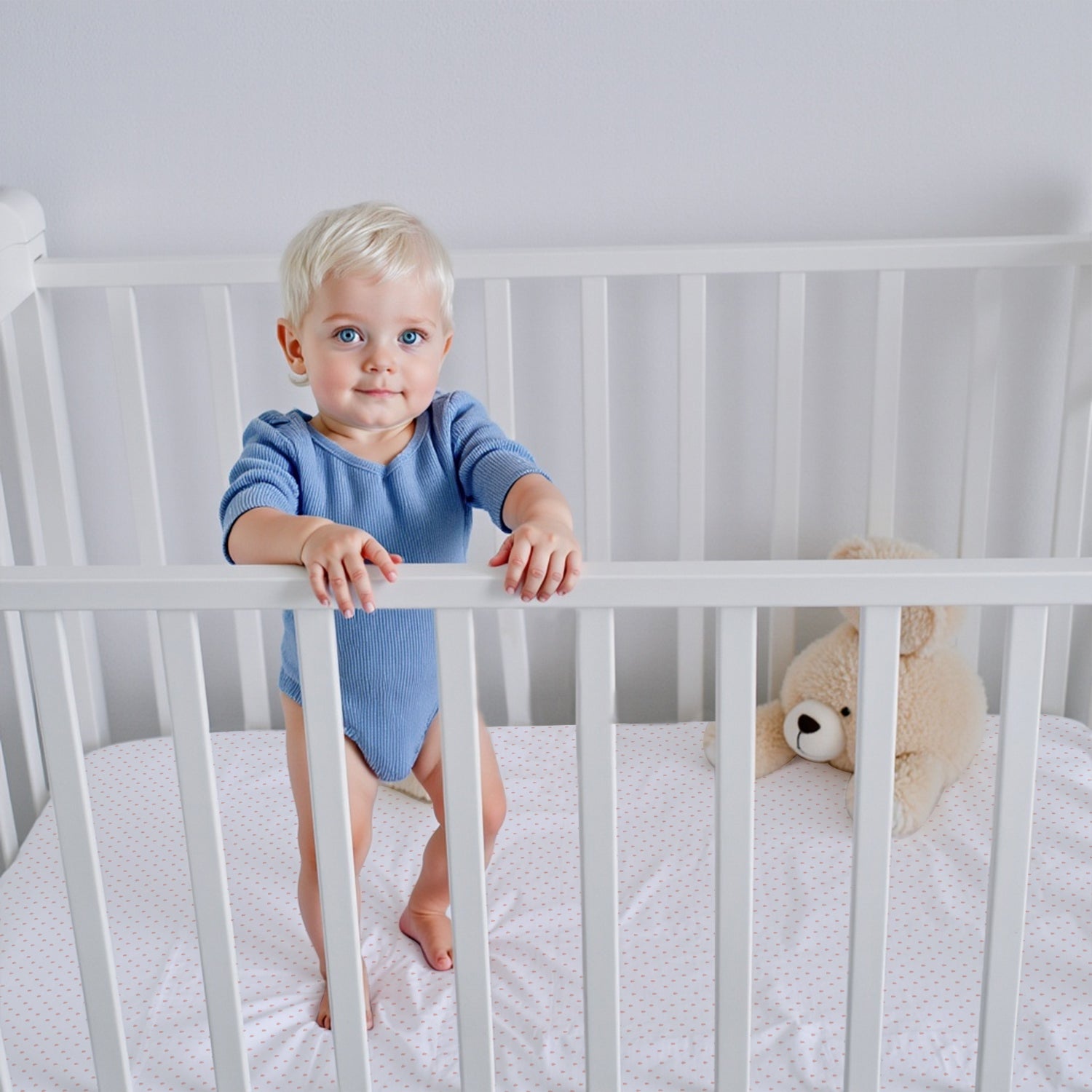 Premium Cotton 2PC Crib Sheets (120x60 cm) Soft, Breathable, Fitted Baby Mattress Sheets Pastel Clouds