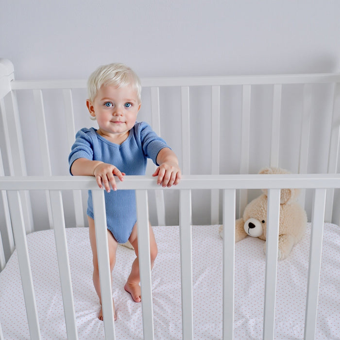 Premium Cotton 2PC Crib Sheets (120x60 cm) Soft, Breathable, Fitted Baby Mattress Sheets Pastel Clouds