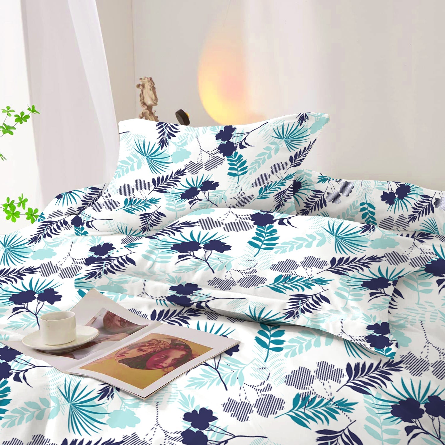 Duvet Cover 4 piece set Super King size High quality 240x260 duvet cover with Fitted sheet and pillow cases Forest - Cotton Home