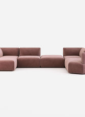 6 Seater Sofa Velvet Fabric - Peach - L680cm x W80cm x H80cm - Cotton Home