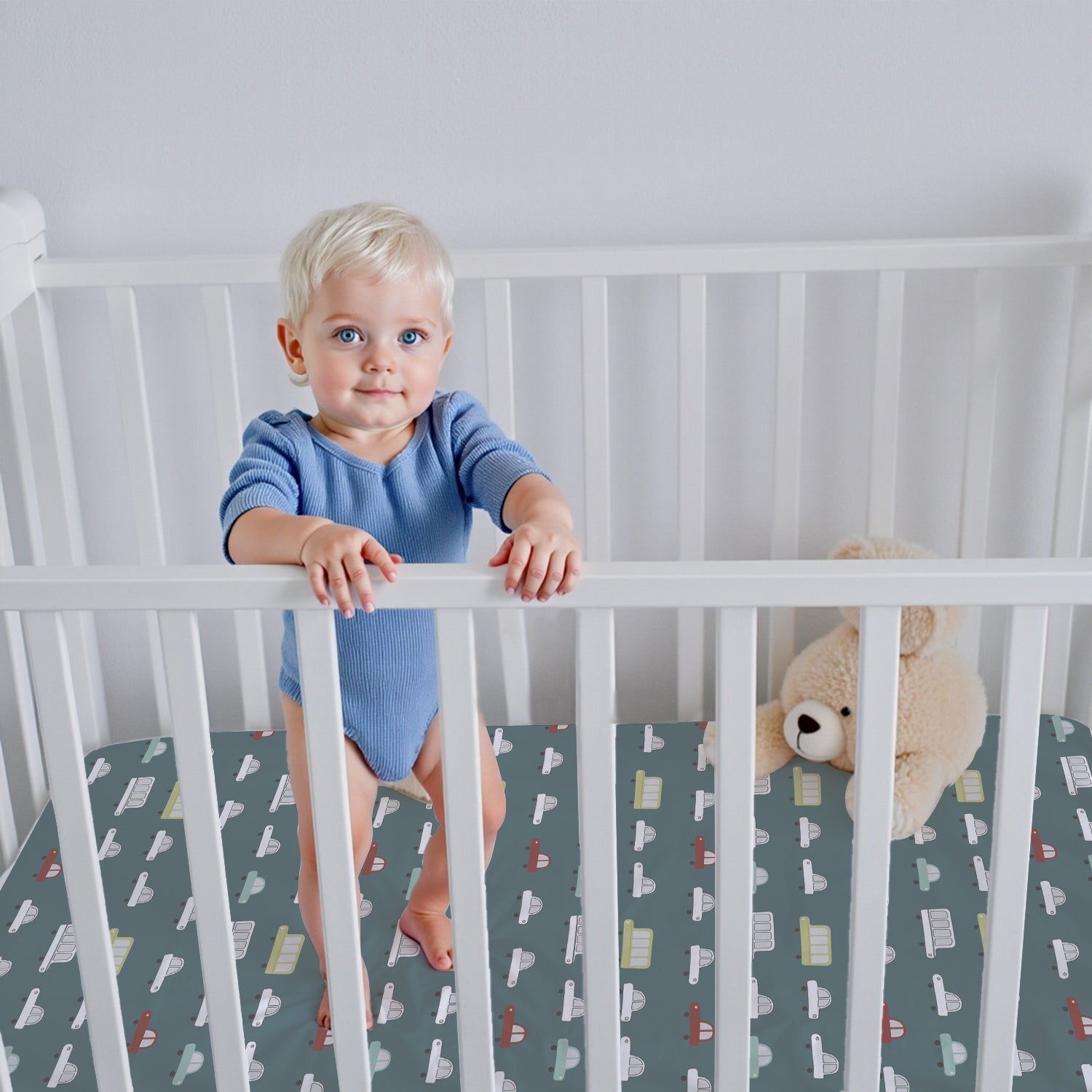 Premium Cotton 3-Piece Baby Crib Bedding Set (120x60 cm) Fitted Baby Mattress Sheets and Protector Dream Home