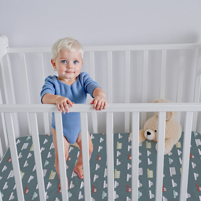 Premium Cotton 3-Piece Baby Crib Bedding Set (120x60 cm) Fitted Baby Mattress Sheets and Protector Dream Home