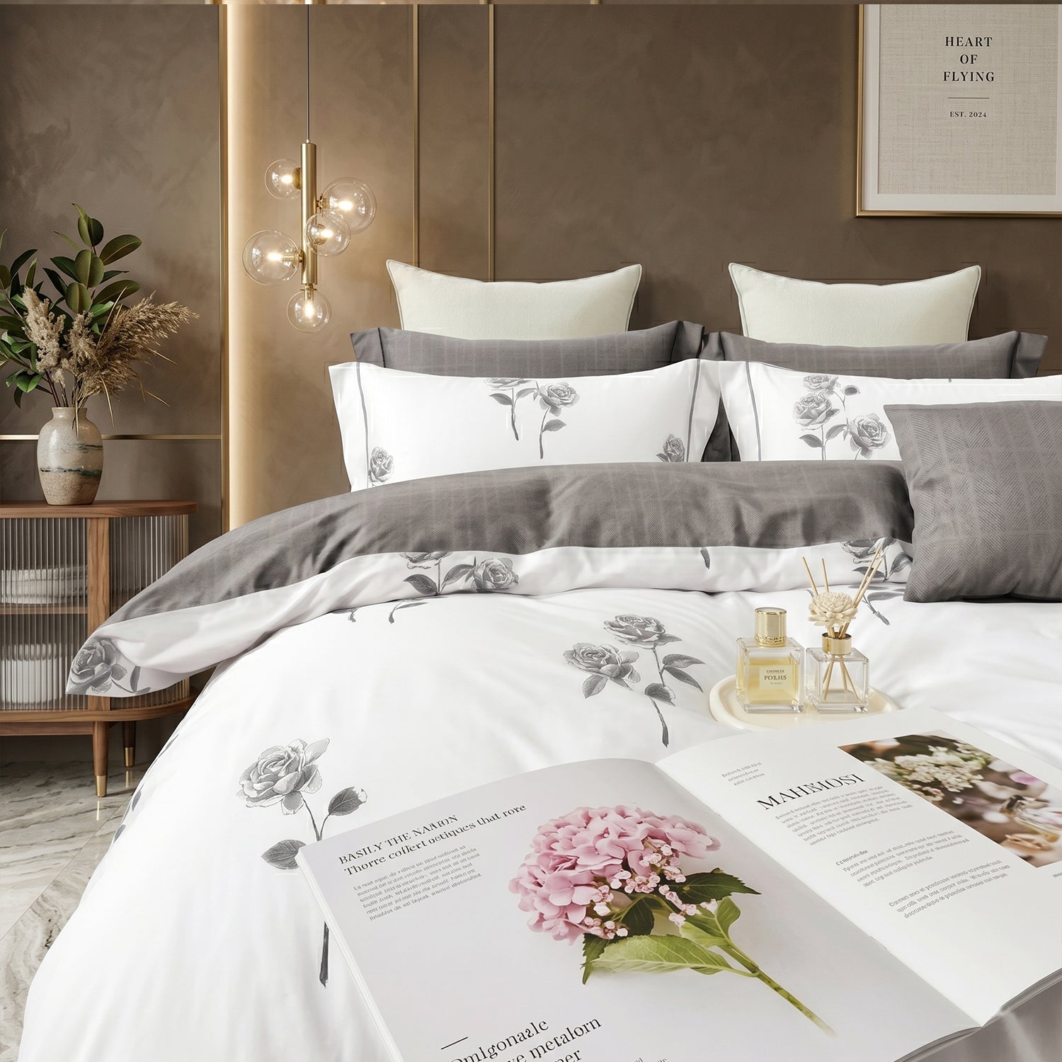 Premium Quality Super Soft King Size 6 pieces Duvet Cover Set 220x240cm Light Grey