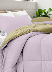 All Season Lilac Super Soft Reversible Comforter Set 220x240cm with 2 Pillow Case - Cotton Home