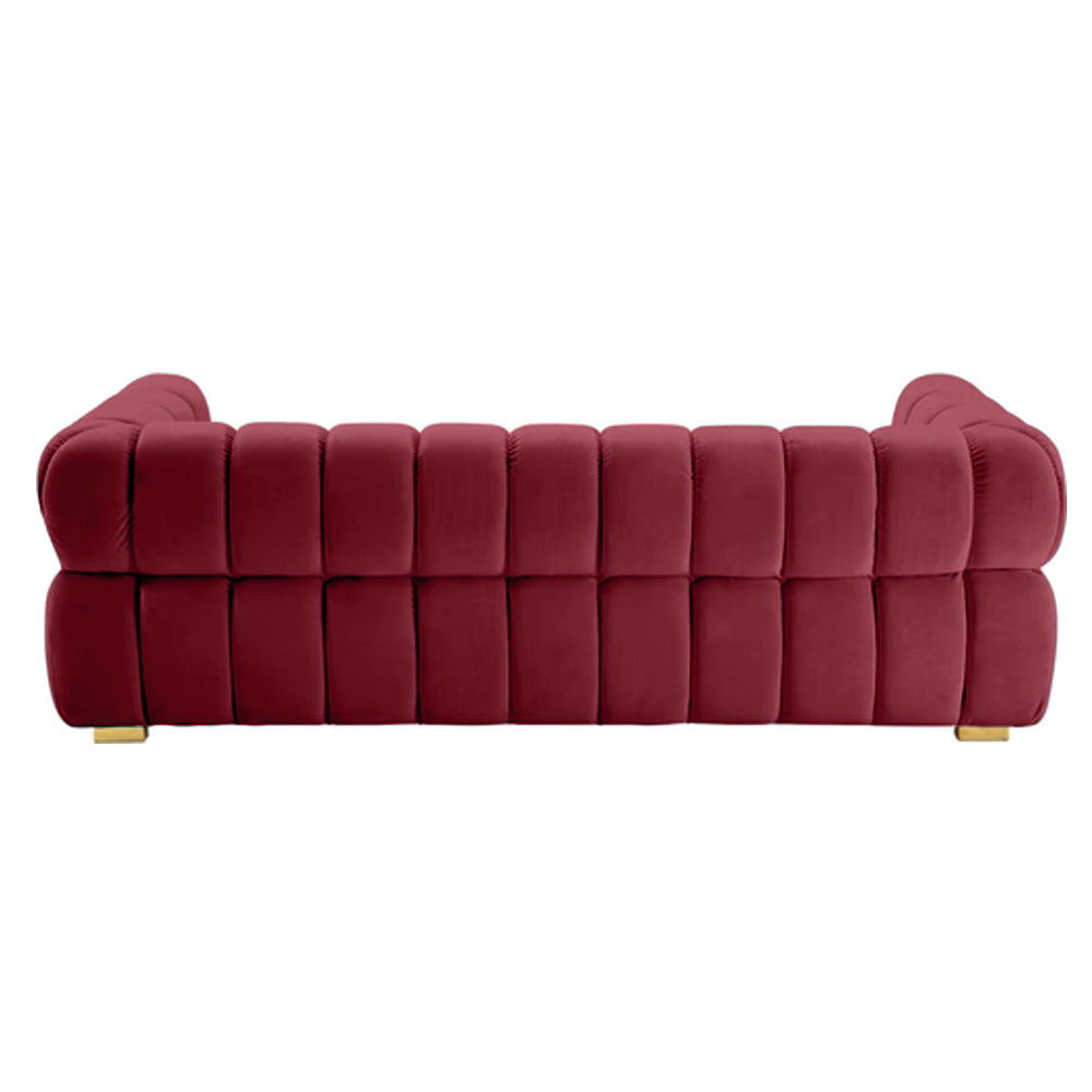 Gwen 3 Seater Sofa Velvet Fabric - Red - L231cm x W89cm X 75cm - Cotton Home