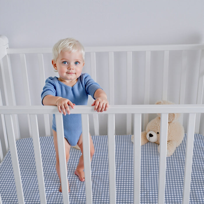 Premium Cotton 3-Piece Baby Crib Bedding Set (120x60 cm) Fitted Baby Mattress Sheets and Protector Little Cars