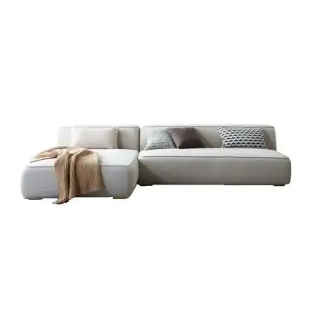 Comfort Max L-Shaped 4 Seater Sofa Velvet Fabric - Light Beige -  L290cm x W178cm x H70cm - Cotton Home