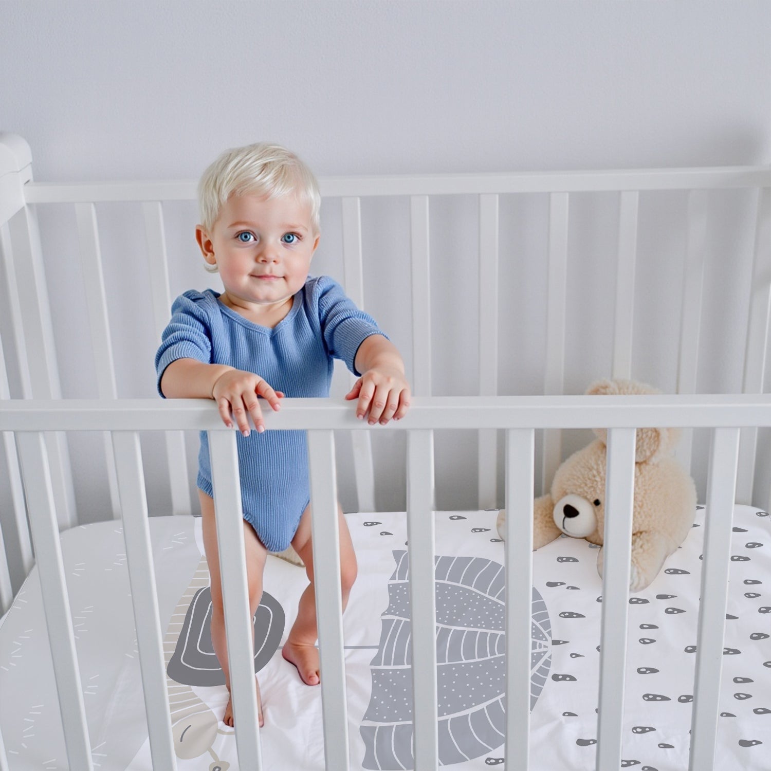 Premium Cotton 3-Piece Baby Crib Bedding Set (120x60 cm) Fitted Baby Mattress Sheets and Protector Shelly Rains