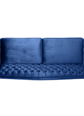 Nova 3-Seater Velvet Sofa with Square Arms – L220cm x W60cm x H85cm, Blue Comfortable & Stylish Sofa for Living Room - Cotton Home