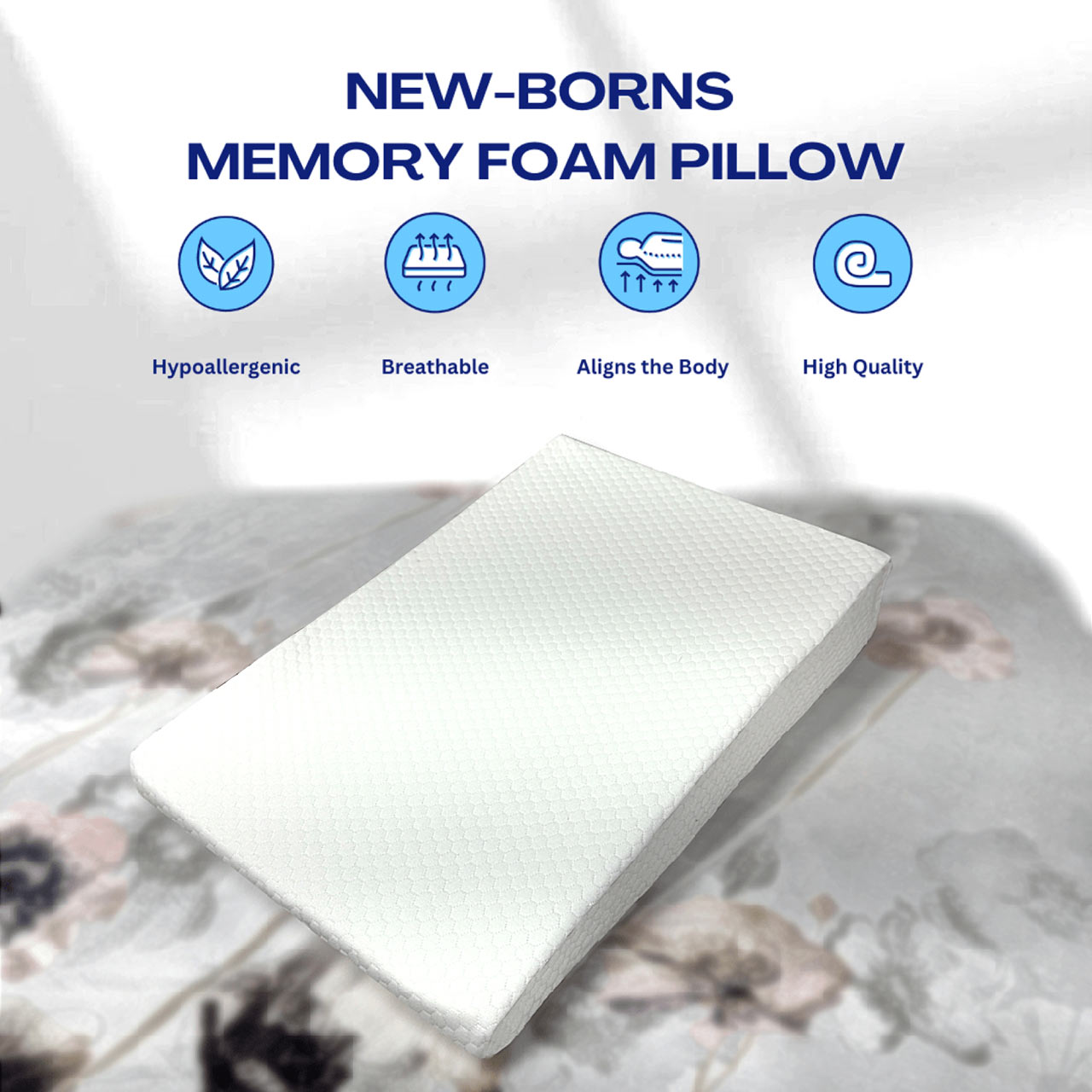 Smooth Wedge Memory Foam Pillow for babies  40x60cm (11x3) White - Cotton Home