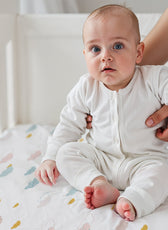 Premium Cotton 2PC Crib Sheets (120x60 cm) Soft, Breathable, Fitted Baby Mattress Sheets Pastel Clouds