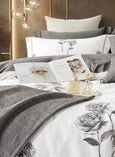 Premium Quality Super Soft King Size 6 pieces Duvet Cover Set 220x240cm Light Grey