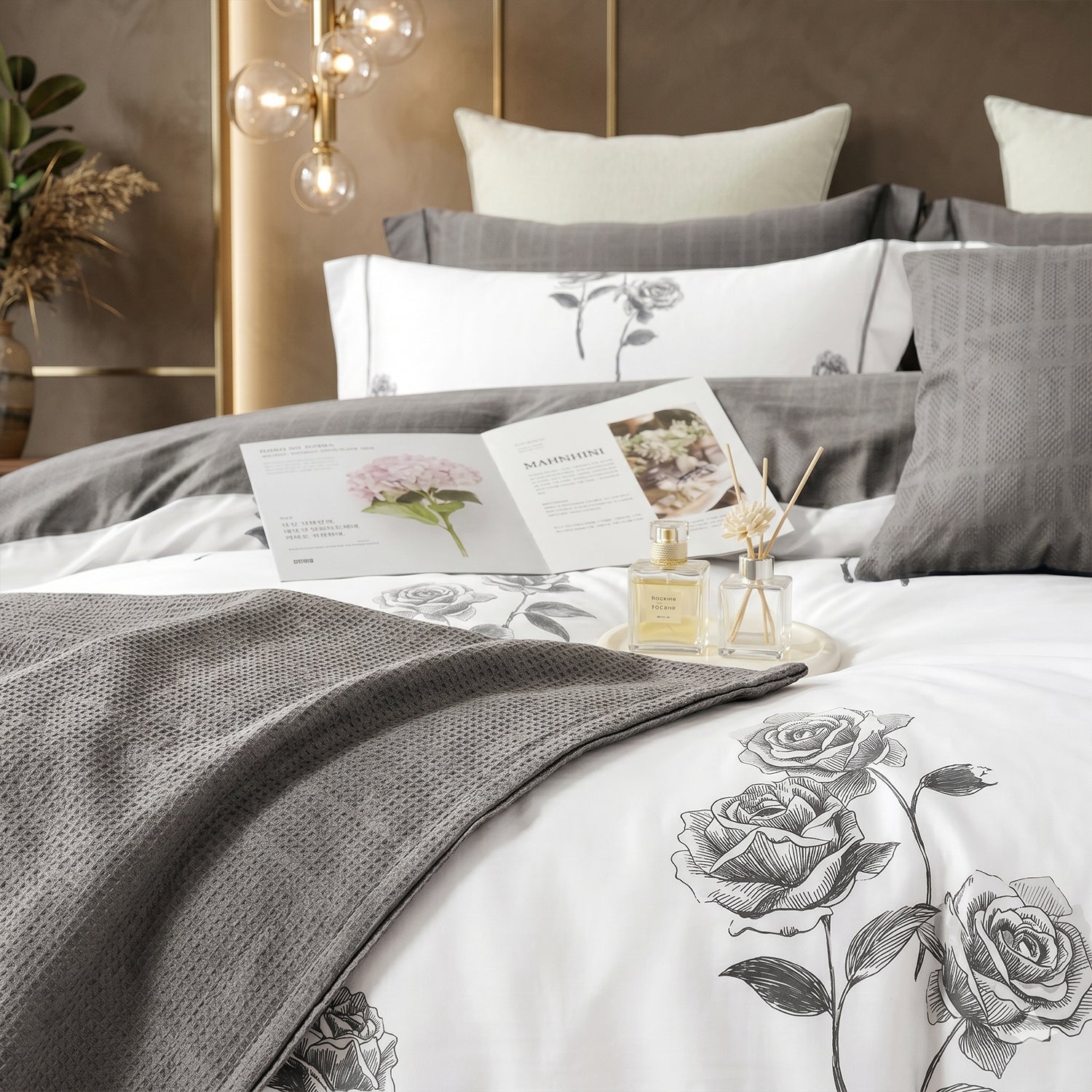 Premium Quality Super Soft King Size 6 pieces Duvet Cover Set 220x240cm Light Grey