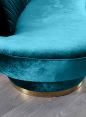 Northpol 3 Seater Velvet Sofa in Blue - Elegant Comfort 242cm x 100cm x 78cm - Cotton Home