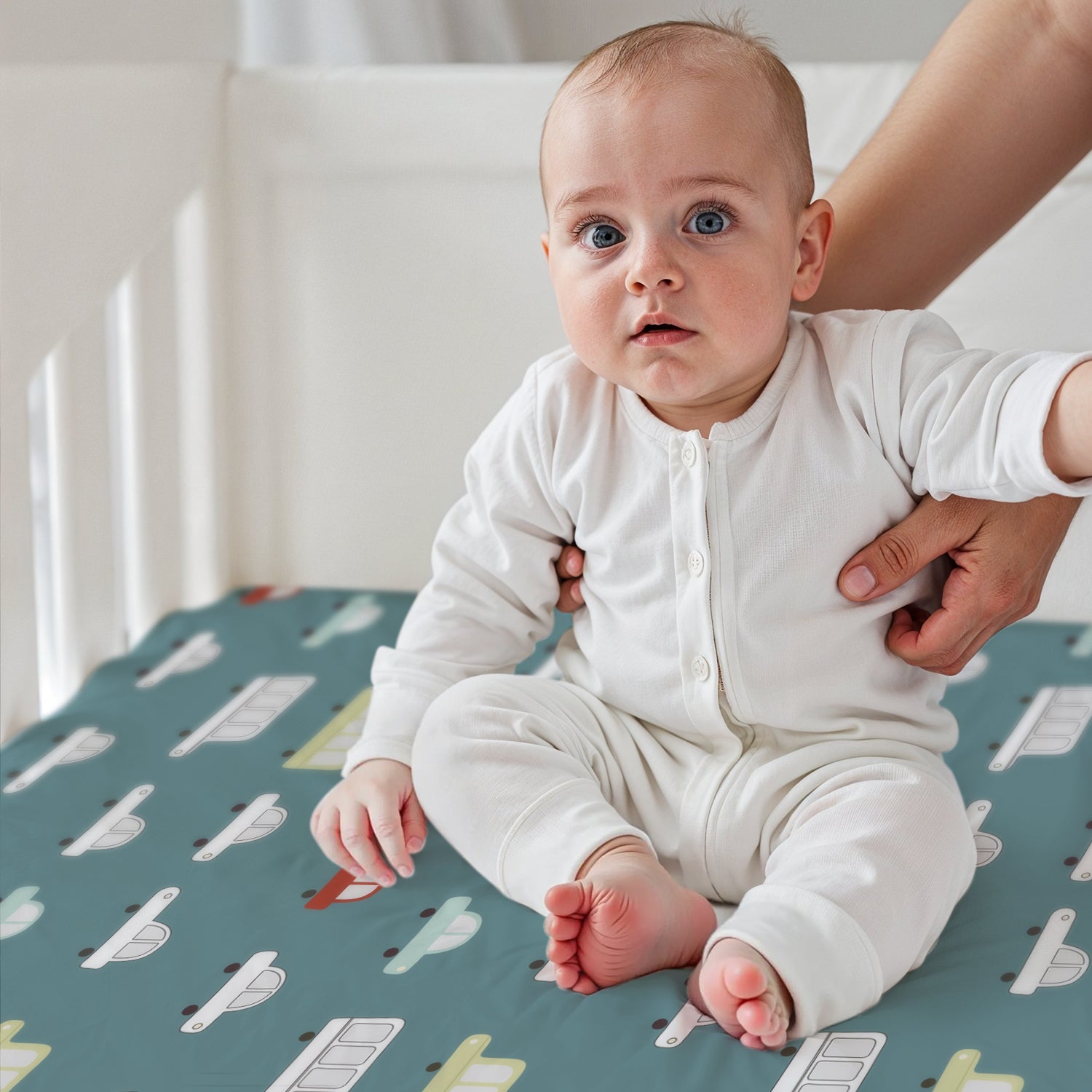 Premium Cotton 3-Piece Baby Crib Bedding Set (120x60 cm) Fitted Baby Mattress Sheets and Protector Dream Home