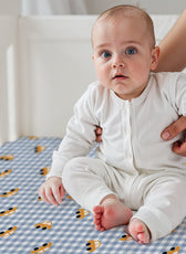 Premium Cotton 3-Piece Baby Crib Bedding Set (120x60 cm) Fitted Baby Mattress Sheets and Protector Little Cars