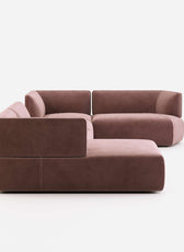 6 Seater Sofa Velvet Fabric - Peach - L680cm x W80cm x H80cm - Cotton Home