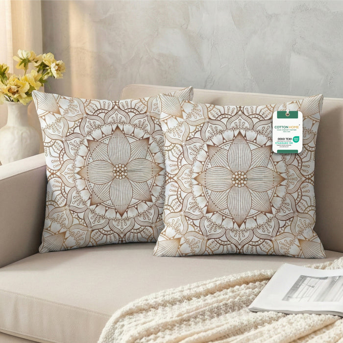 Cotton Decorative Throw Pillows Pack of 2 - 45x45 cm Square, Pattern