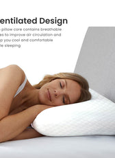 Breathable Memory Foam Pillow 40x60x13cm with Removable Cover - White - Cotton Home