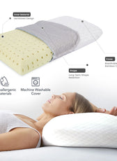 Breathable Memory Foam Pillow 40x60x13cm with Removable Cover - White - Cotton Home