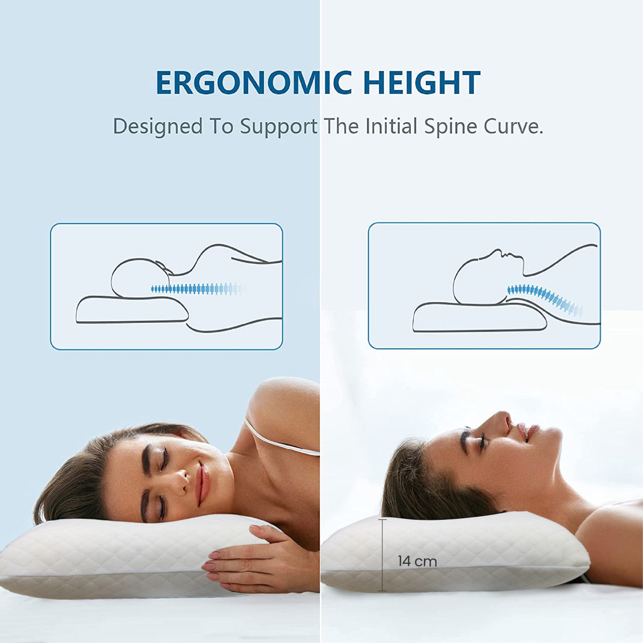 Breathable Memory Foam Pillow 40x60x13cm with Removable Cover - White - Cotton Home