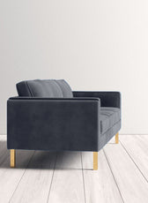 Nebula Grey Velvet 3-Seater Sofa with Square Arms - Luxury Living Room Seating, L220cm x W86cm x H81cm - Cotton Home