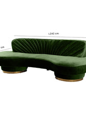 Northpol 3 Seater Velvet Sofa in Green - Elegant Comfort 242cm x 100cm x 78cm - Cotton Home