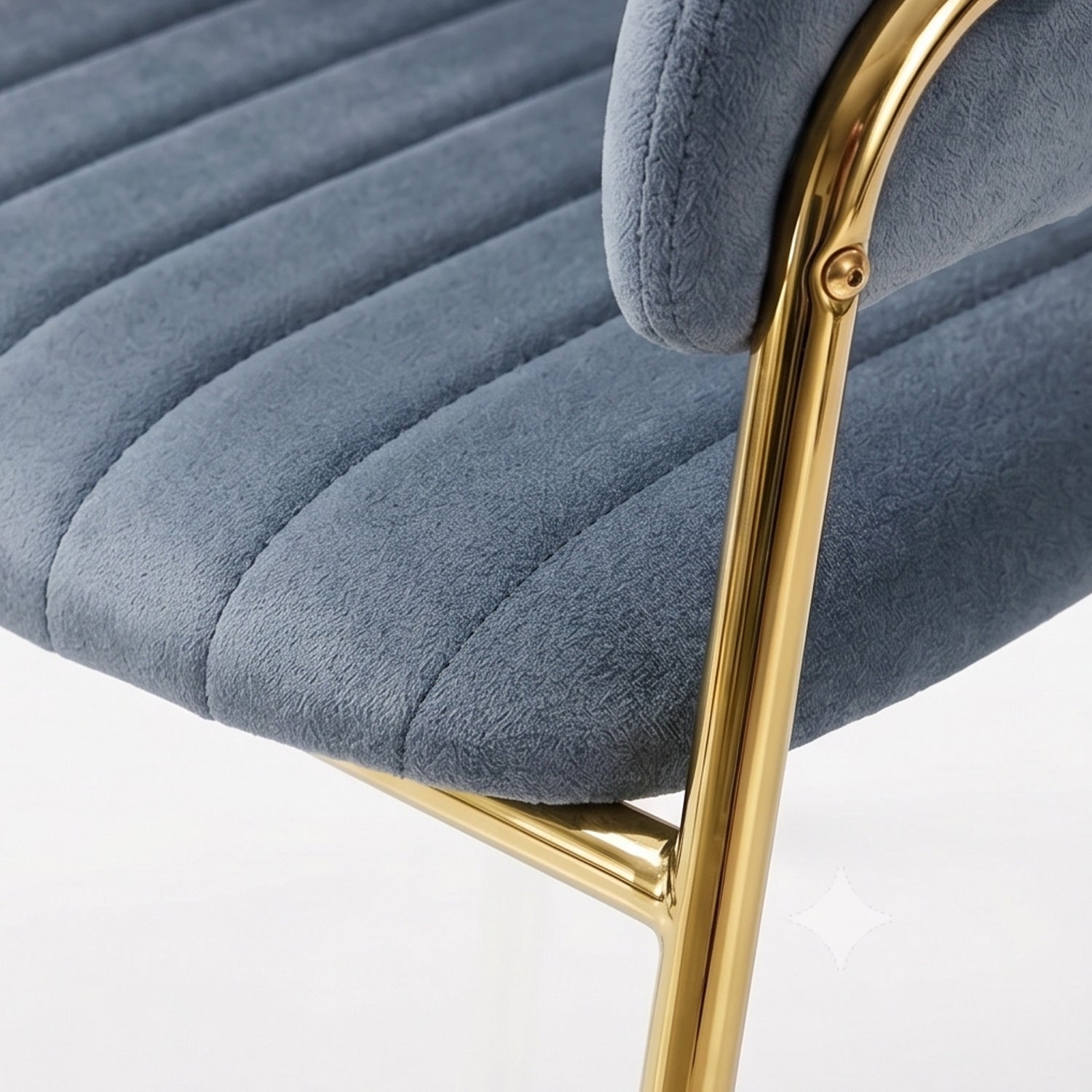 Luxury Grey Velvet Dining Chair with Gold Stainless Steel Legs 75 x 55 x 52 cm